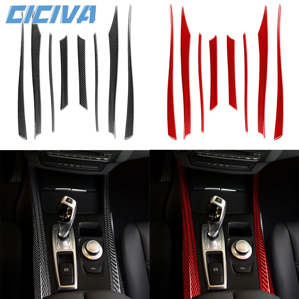 For BMW X5 E70 2007 2008 2009 Carbon Fiber Gear Shift transmission Panel Trim strip Car inside Decoration Accessories Sticker