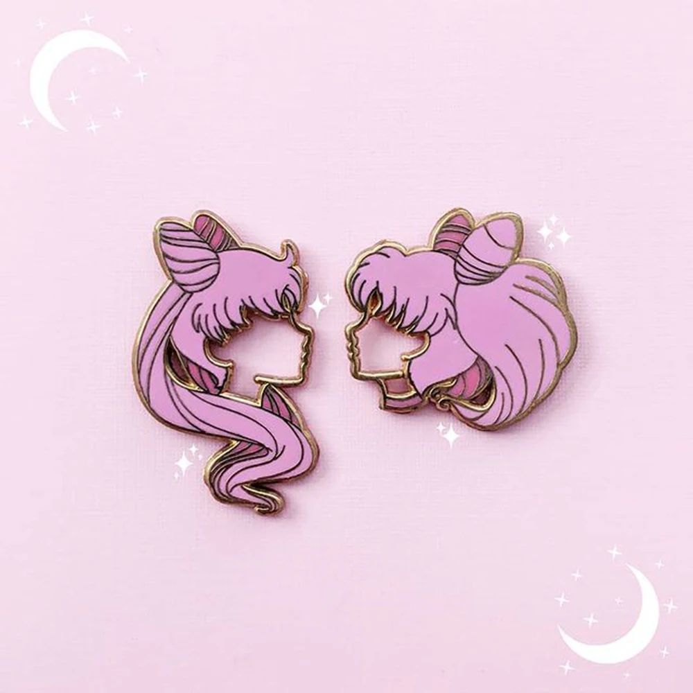 Anime Sailor Moon Chibiusa Enamel Pin New Beauty Girly Lapel Pin Hat Brooch Badge Jewelry Gifts for Women Girls