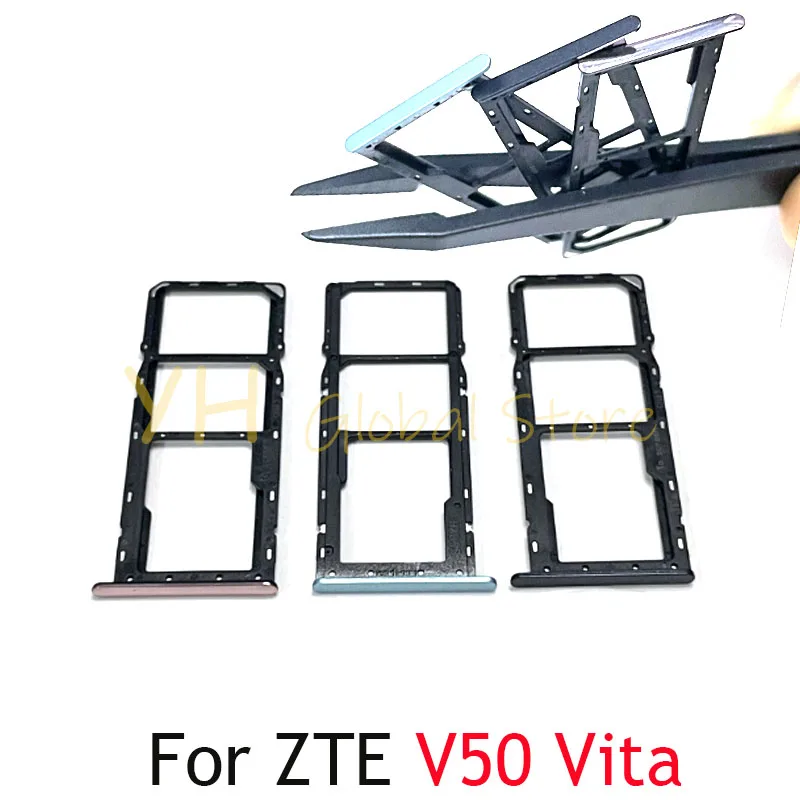 For ZTE Blade V30 V40 V50 Vita Design Sim Card Slot Tray Holder Sim Card Repair Parts