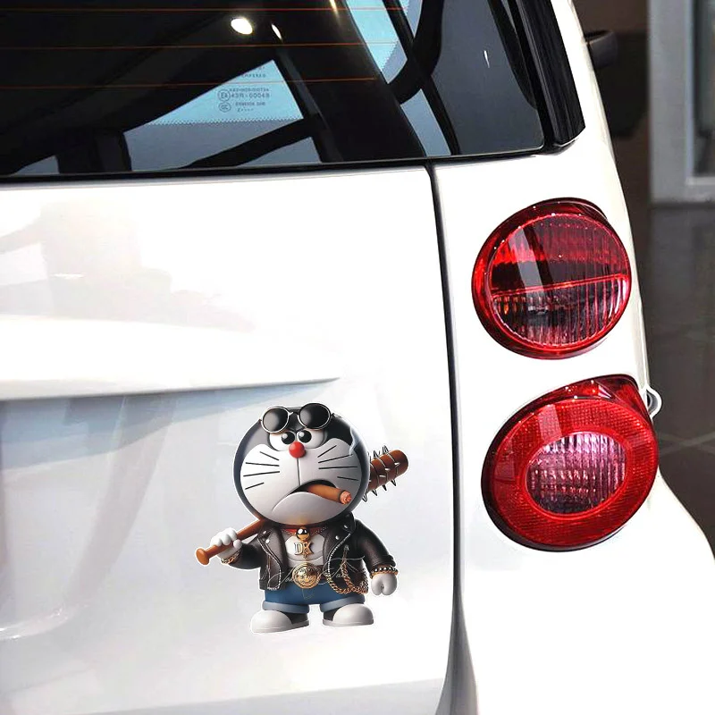 Car Stickers Doraemon Smoking Domineering Cool Reflective Decals For Windshield Trunk Bumper Motorcycles Computer Case
