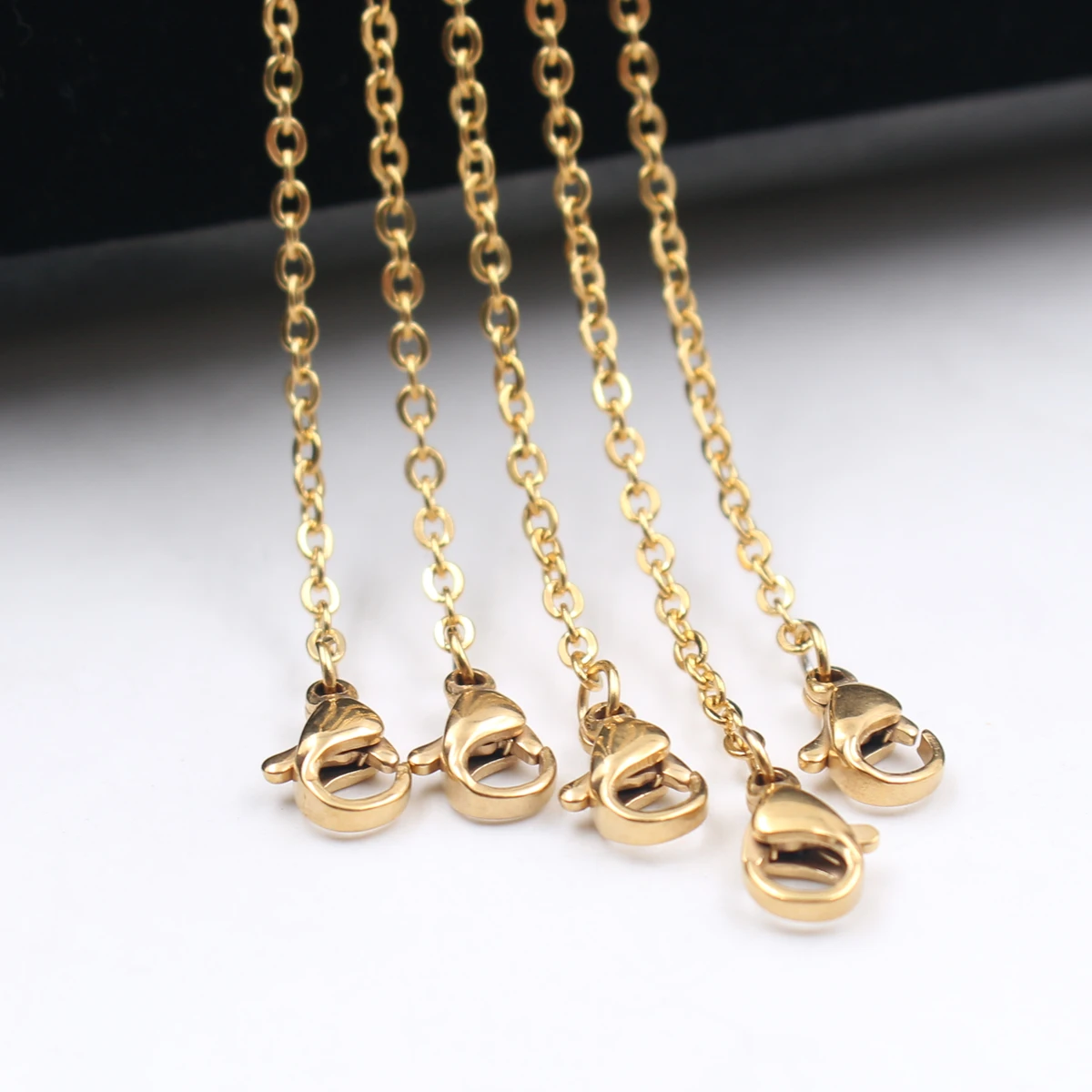 12pcs/Dozen Golden Flat Cross Joint Rolo Chain Necklace Stainless Steel Chains For Women Girls fit Pendant Thin 1.5mm /2mm wide