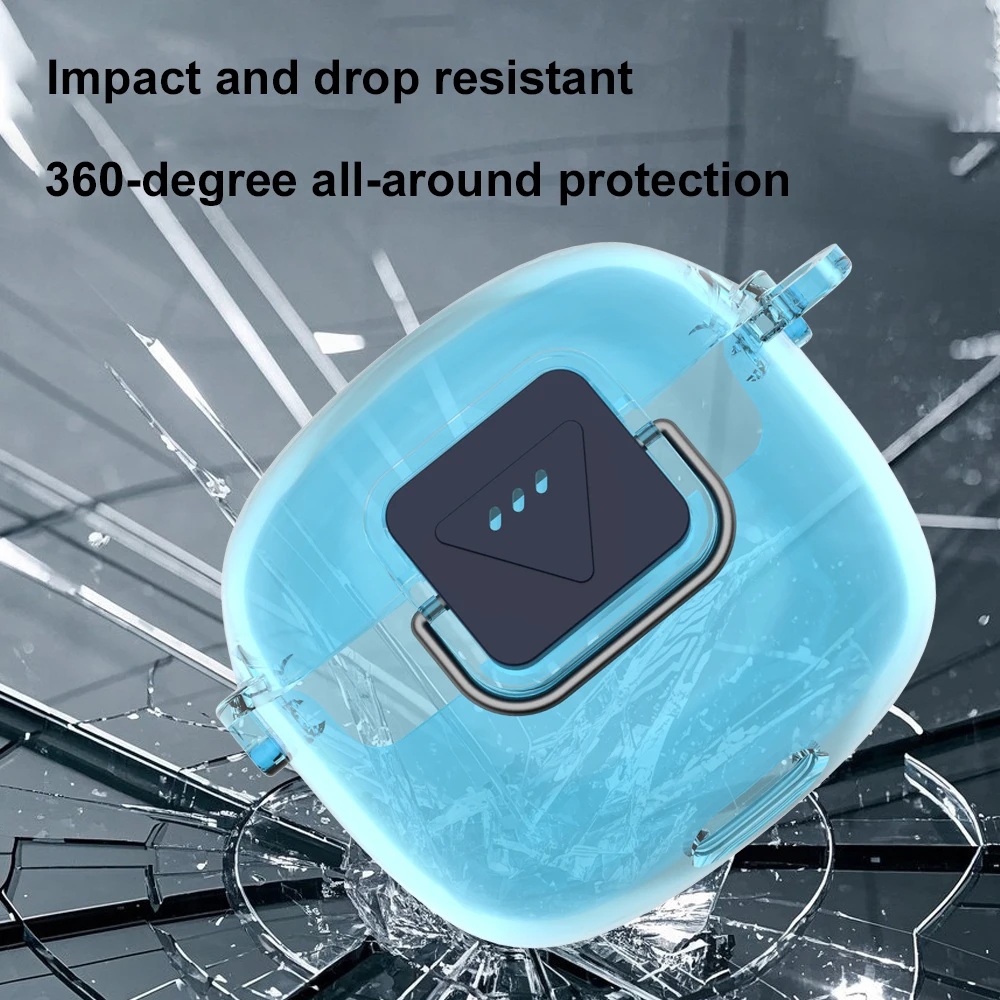

Transparent TPU Case with Hook for JBL Tune Flex 2 Wireless Earbuds Accessories Soft Protective Case Translucent Blue