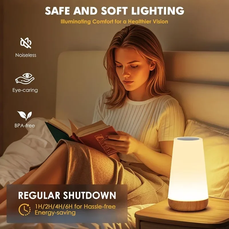 LED Table Lamp Touch Night Light USB Rechargeable Remote Control Dimmable Light with Muti-Colour Modes Beside Lamp for Bedroom