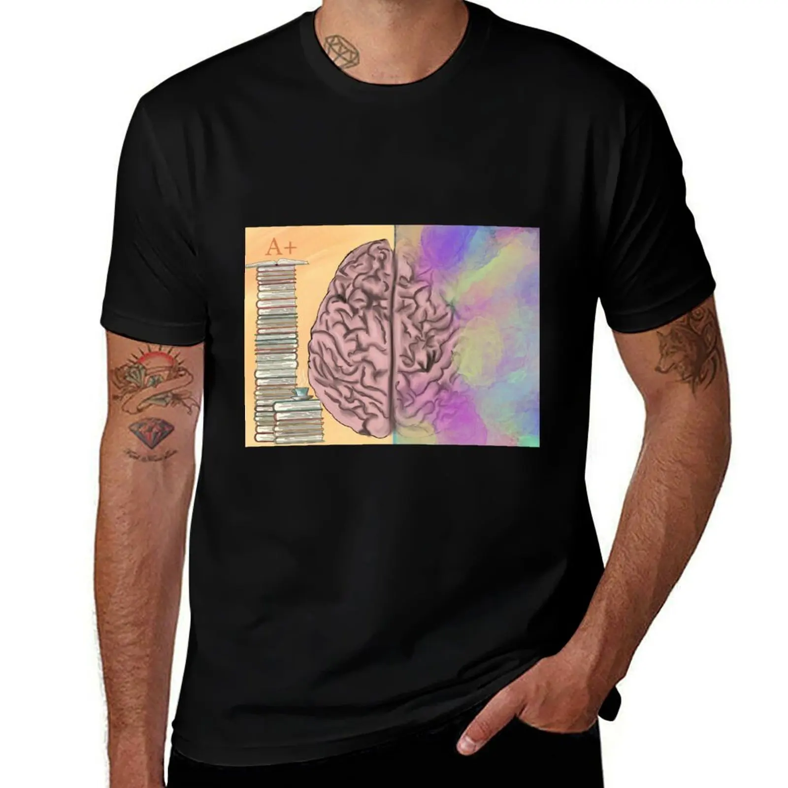 left brain right brain T-Shirt Anti-Fade Casual Tee Shirt T-Shirt