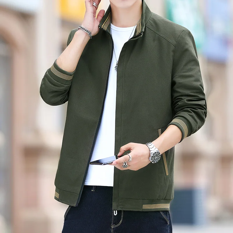 

2022 Spring Autumn Casual Solid Fashion Slim Bomber Jacket Men Overcoat Arrival Cotton Wash Baseball Jackets Men's Coats M-4XL