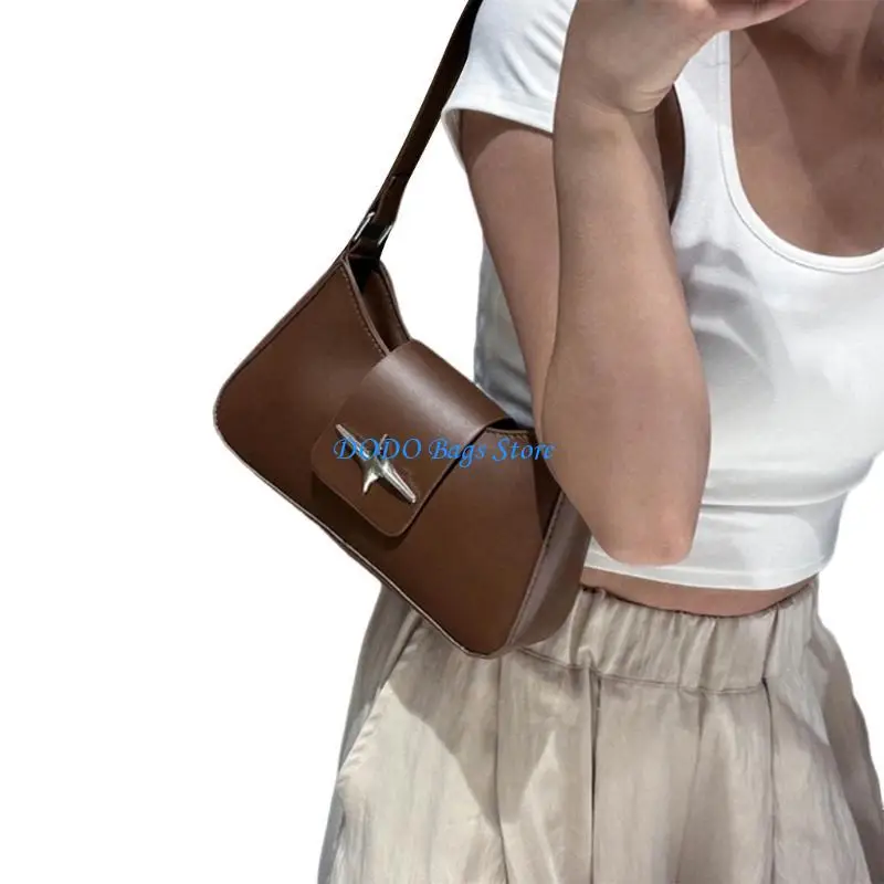 

Women Handbag Purse Solid Color Armpit Bag PU Leather Shoulder Bag for Daily