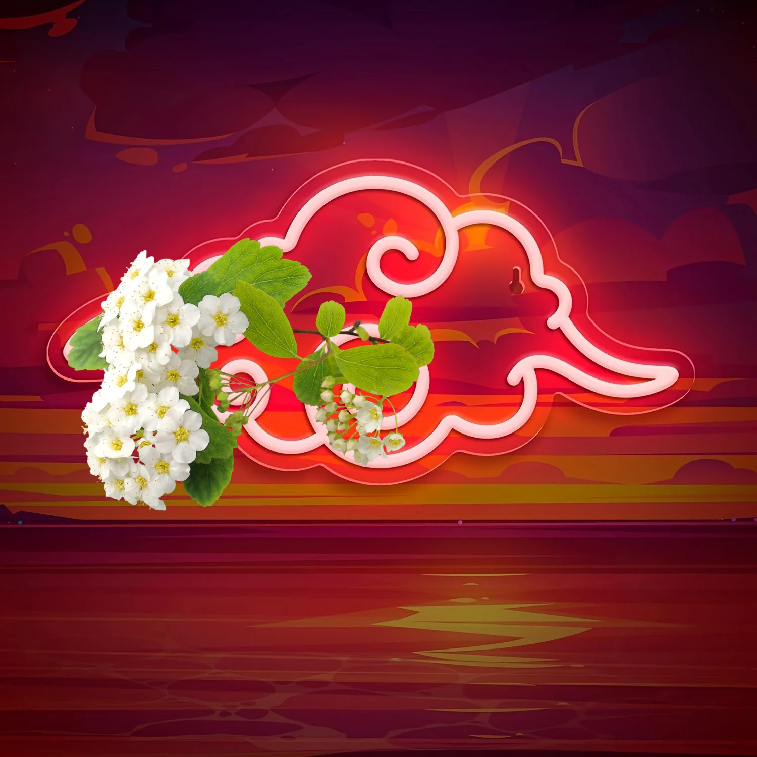 

Anime Neon Sign LED Night Light USB Rechargeable Akatsuki Red Cloud Decor Lamp for Game Room Bedroom Gift for Otaku Anime Fans