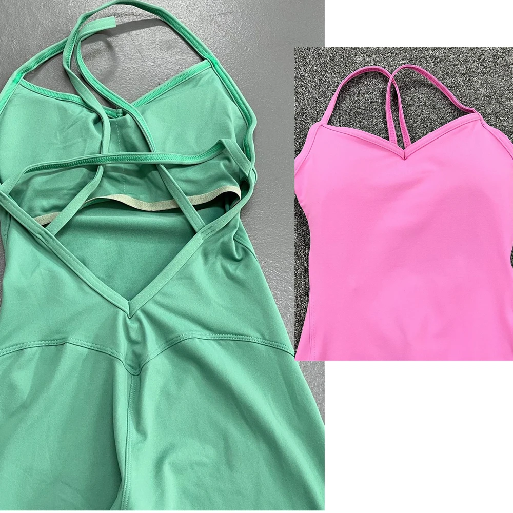 Mono deportivo de Lycra con espalda descubierta para mujer, mono de una pieza, pantalones cortos, traje deportivo, ropa de entrenamiento para