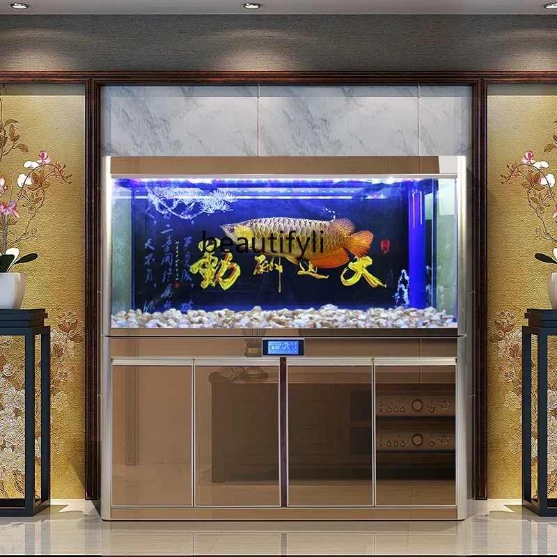 

ss cn8350 ss 8350 Dragon Fish Tank Aquarium Large Living Room Screen Lazy Landscape Creative Mahogany Texture Bottom Filter