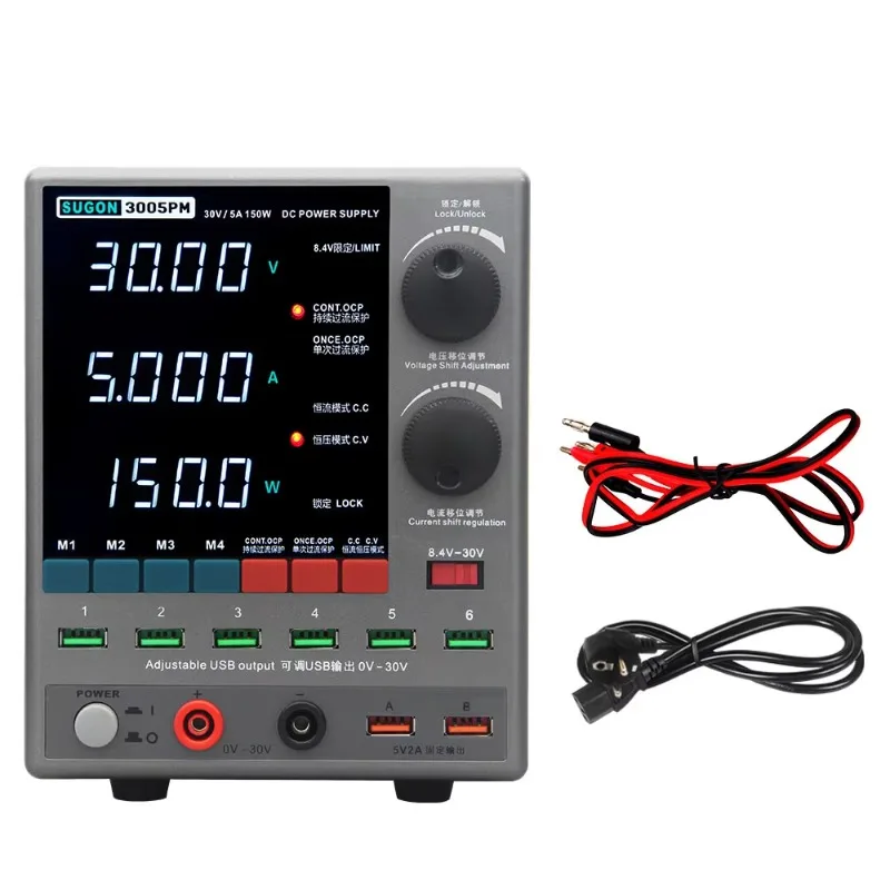

3005PM Adjustable DC Power Supply 30V 5A 4 Digital Lab Bench Laboratory Power Stabilized Voltage Regulator Switch Machine