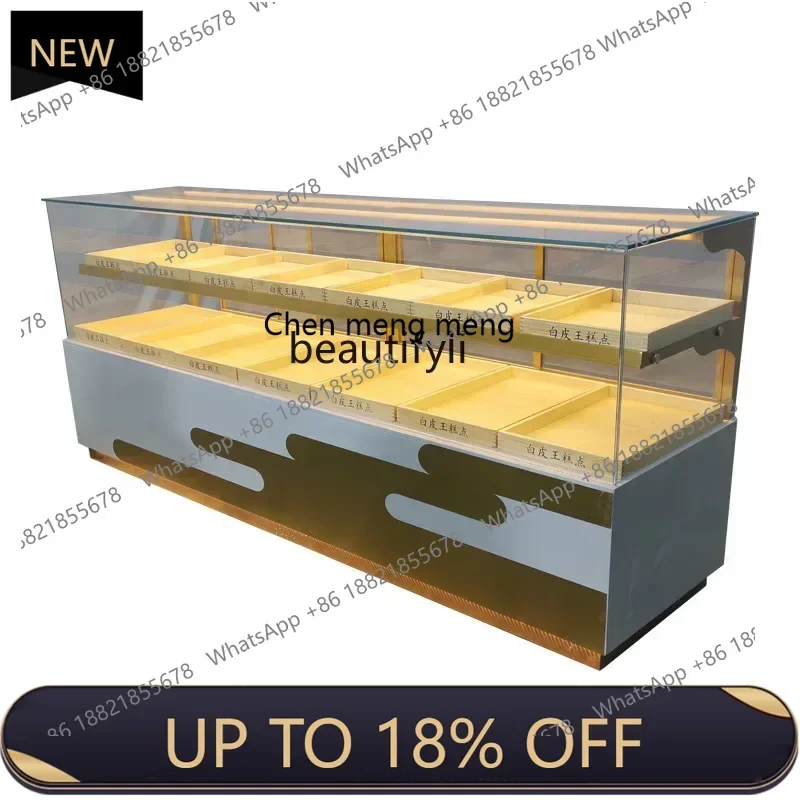 

Z189 New Stainless Steel Pastry Cabinet Chinese Pastry Display Cake Refrigerated Counter Court Peach Crisp Display Cabinet