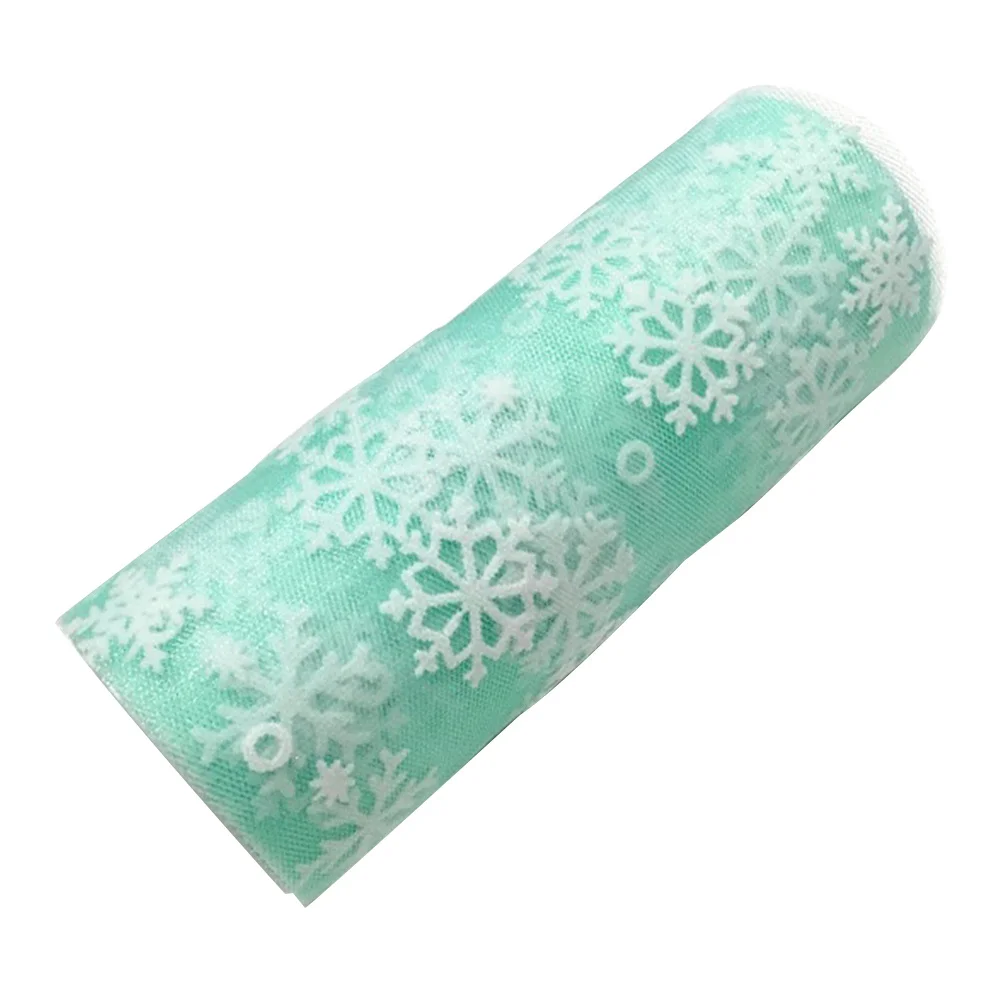 

10 Yards Snowflake Glitter Tulle Roll 15Cm Wide Green Polyester Organza Gauze For Christmas Wedding Party Diy Crafts Ribbon
