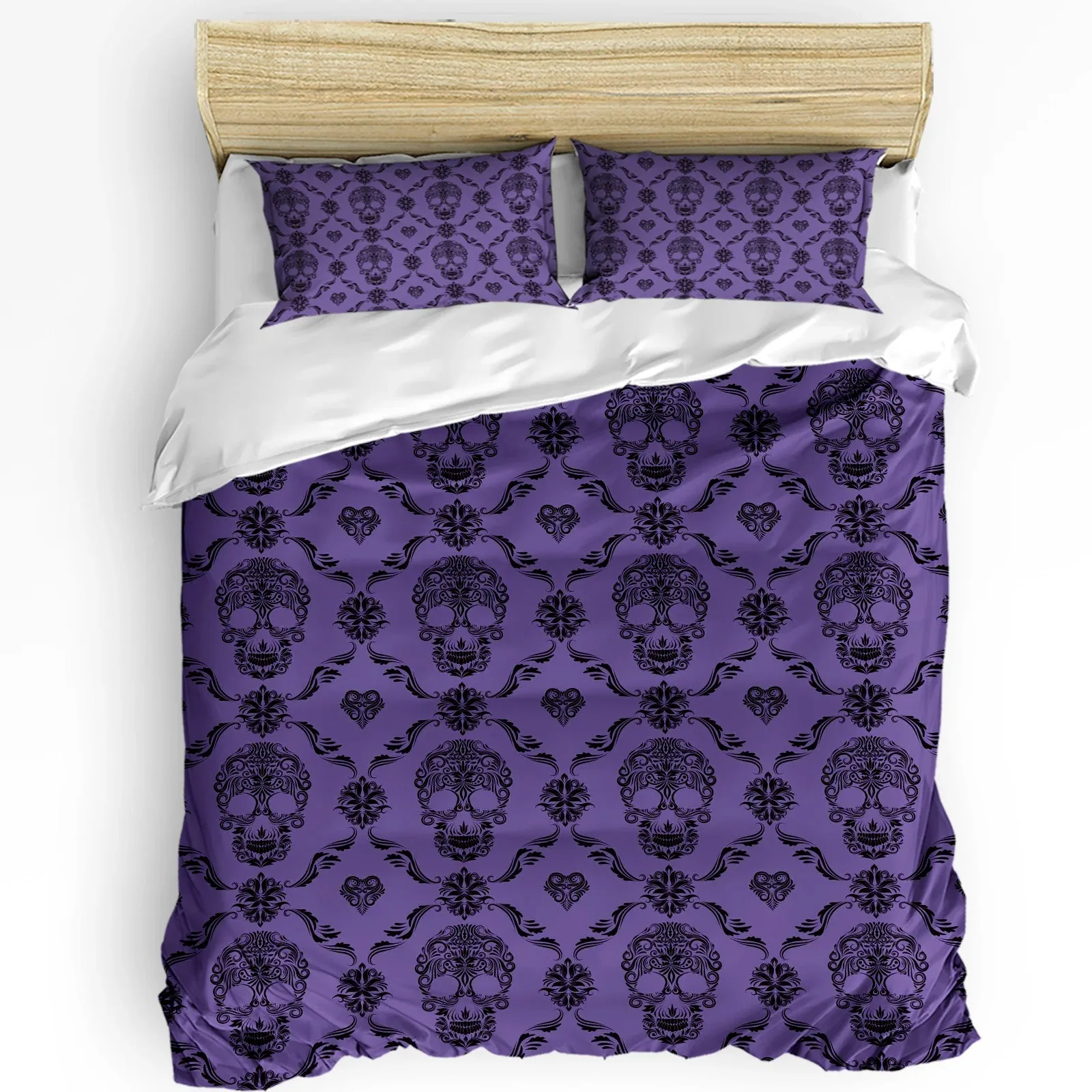 

Halloween Haunted Mansion Purple Black Duvet Cover with Pillow Case Custom 3pcs Bedding Set Quilt Cover Double Bed Home Textile