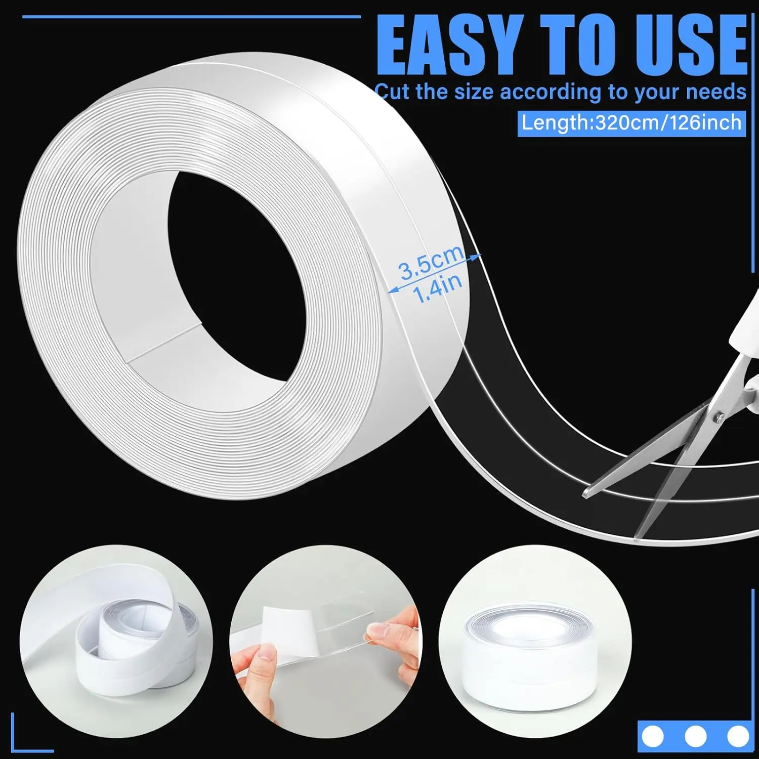 Cinta de calafateo transparente, tira de calafateo autoadhesiva impermeable, cinta selladora para bañera, Protector de borde de pared para suelo de cocina (PVC)