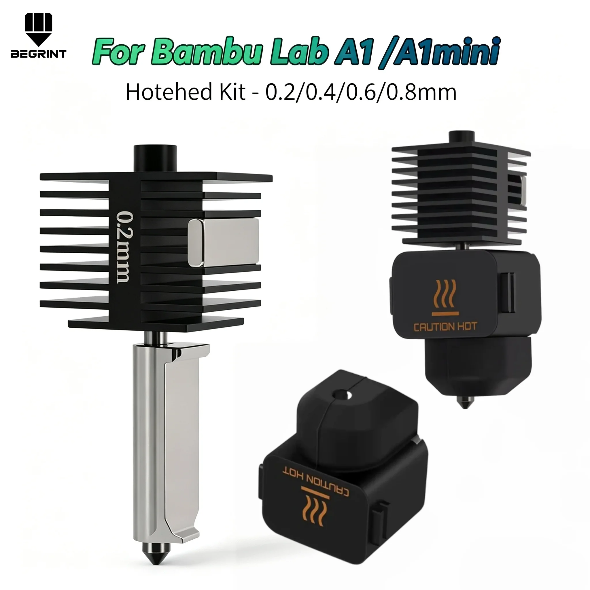 Hotend Kit for Bambu Lab A1/A1 Mini–Nozzle Set 0.2/0.4/0.6/0.8mm Silicone Sock for Bambulab A1 3D Printer Bamboo A1 Mini Parts