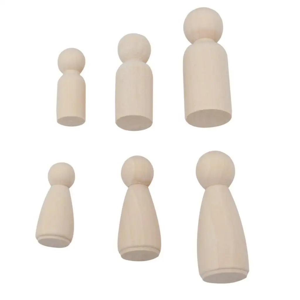 

30pcs Unfinished Wooden Peg Dolls Children Kids Hand Painting DIY Wood Craft