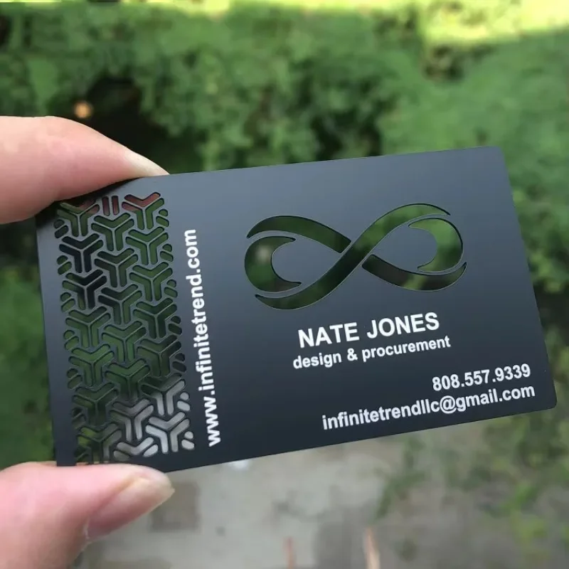 

2025 New Design Customizable Logo and Pattern Contactless Black Metal NFC Business Cards with QR Code Integration