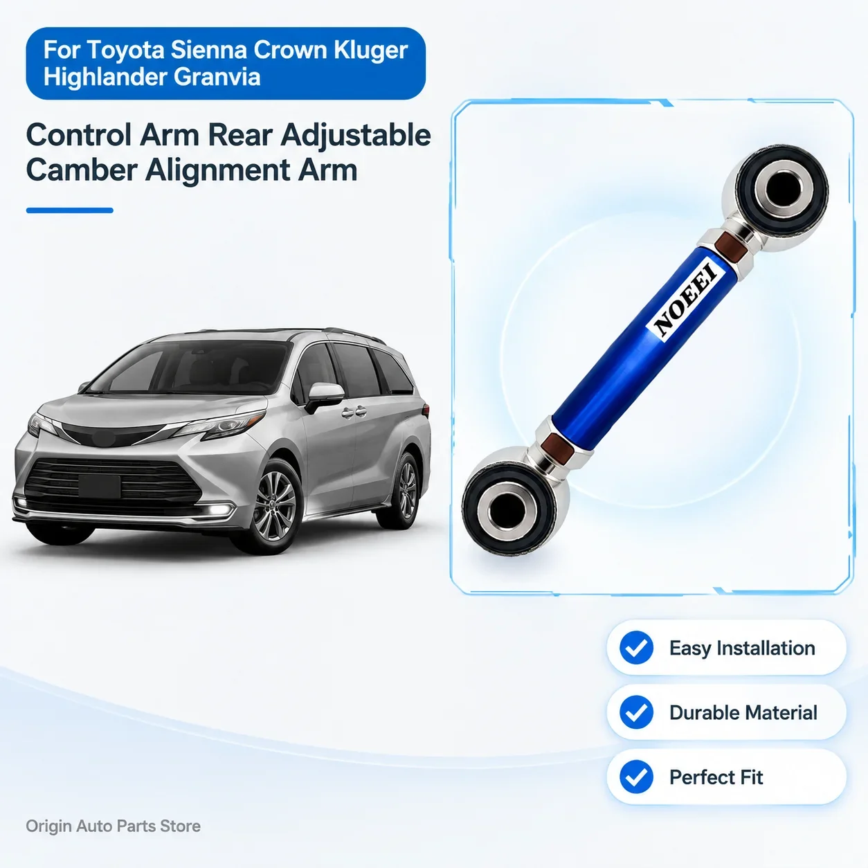 Control Arm Rear Adjustable Camber Alignment Arm Camber Adjustment Arm for Toyota Sienna Crown Kluger Highlander Granvia