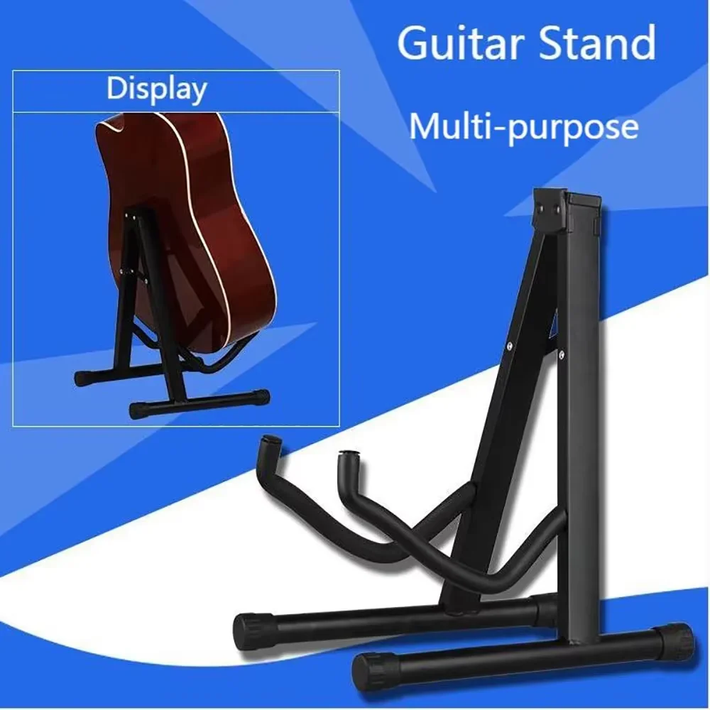 Adjustable Guitar Folding A-Shape Frame Stand for Acoustic and Electric Guitars with Non-Slip Rubber and Soft Foam Arms