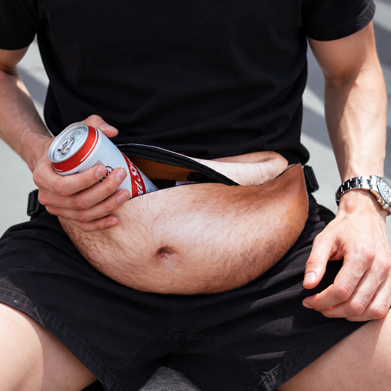 Funny Big Belly Waist Bag Fake Beer Belly Pouch Novelty Dad Bod Fanny Pack Prank Bum Bag Adjustable Strap Men Women Party Gift