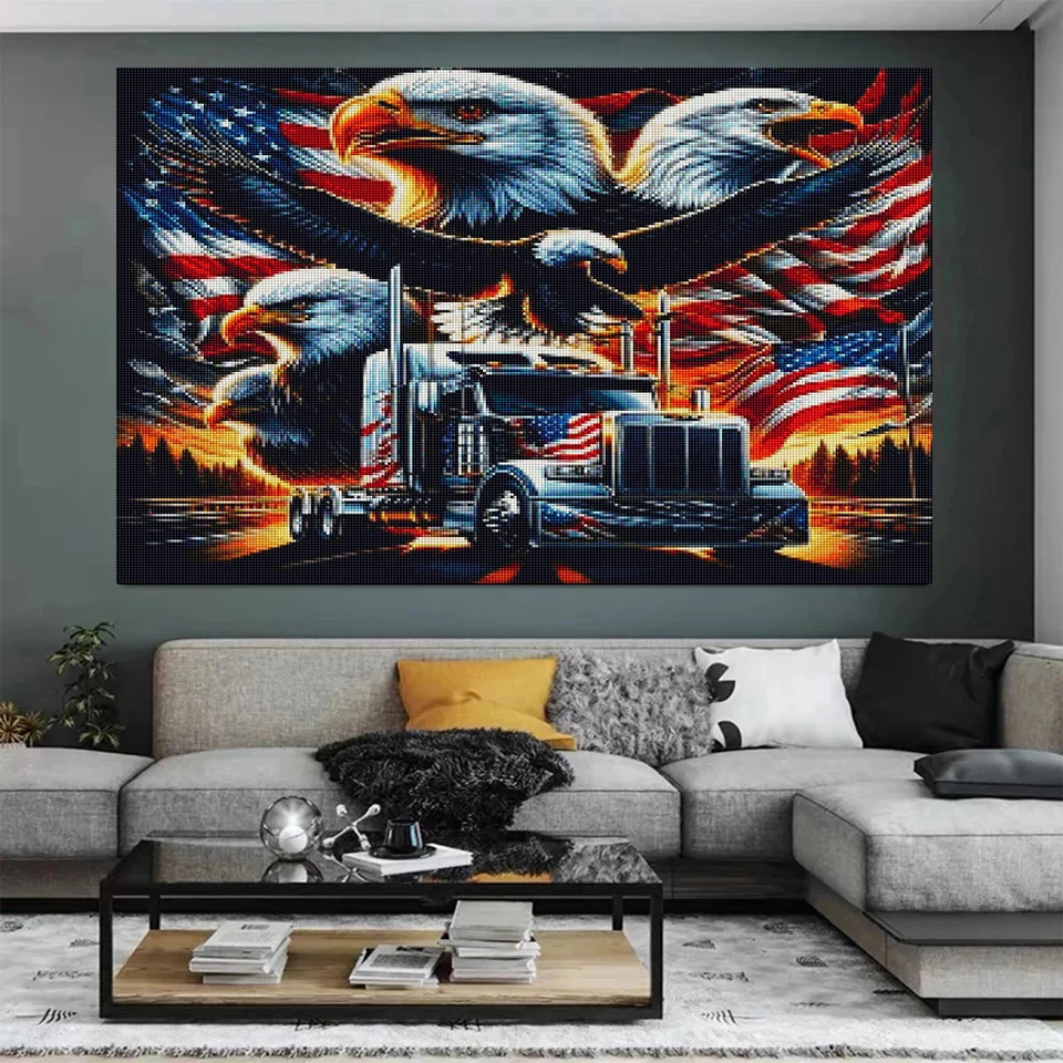 5D Fantasy Eagle Wolf Truck DIY Diamond Painting Animals New 2024 DIY Full Diamond Mosaic Embroidery Crystal Sets Home Decor Art