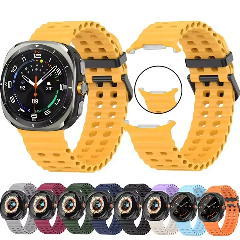 Ocean Silicone Band for Samsung Galaxy Watch 7 Ultra 47mm NO Gaps Bracelet Breathable Sport Loop Strap for SAMSUNG Watchband image 2