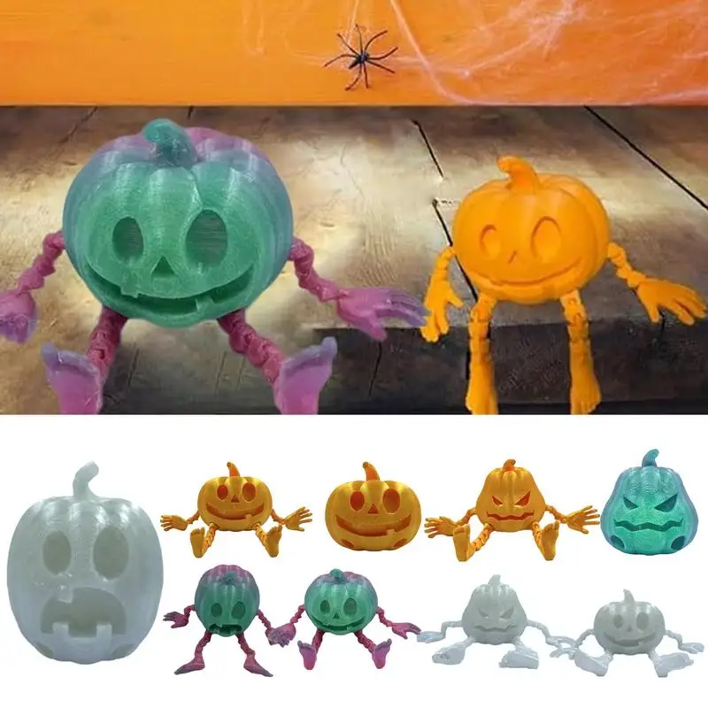 3D Pumpkin Decorations Miniature Cute Halloween Decorations Fidget Toys Stress Relief Pumpkin Statue Desk Flexible Squeeze Toy