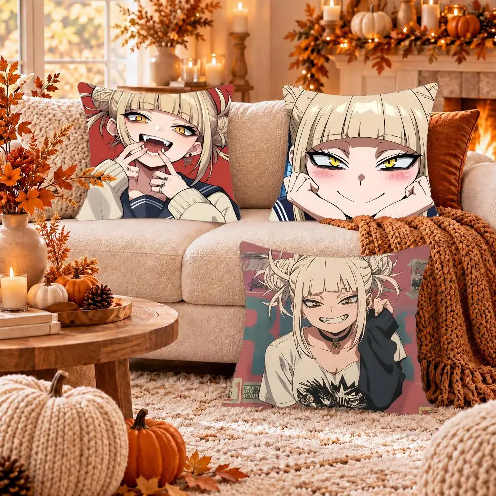 Anime M-My Hero Academia Himiko Toga Cushion Cover Soft Plush Cushion Case Throw Pillowcase Cozy Home Sofa Bed Living Room Decor