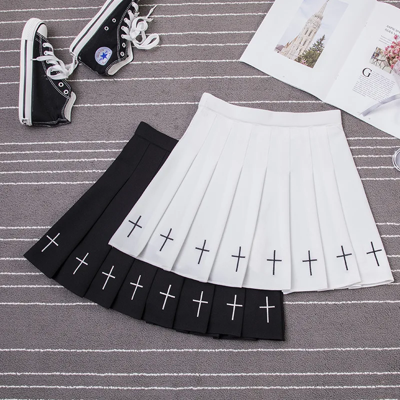 

Women's Embroidered Dark Pleated Half Skirt Spring Summer New Elastic Short Skirts For Women