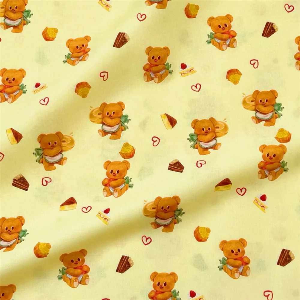 Butter Bear 100% Cotton Fabric for Kids Clothes mask Home Textile Sewing Quilting DIY Needlework Material