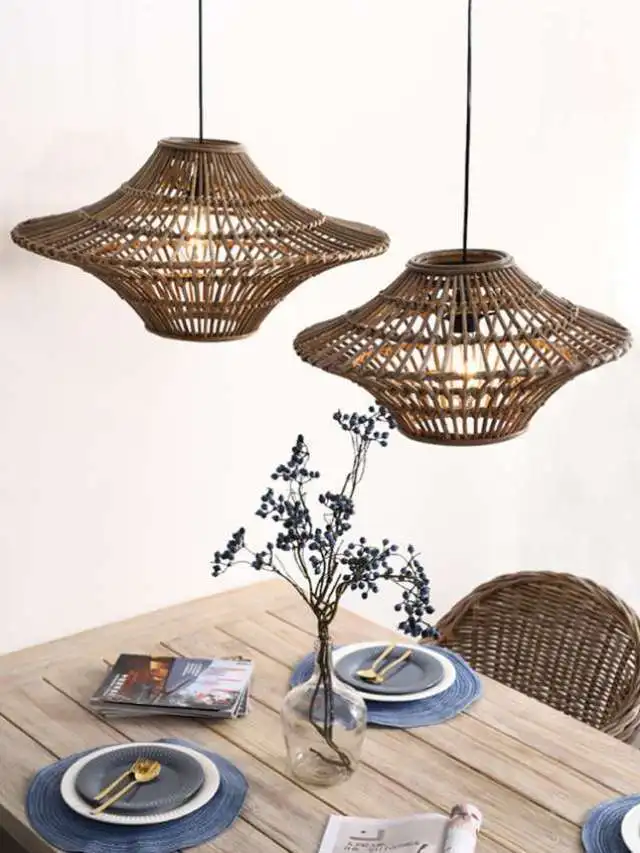 Vintage rattan chandelier living room South East Asia simple modern lamps B & B style lighting rattan art lampshade