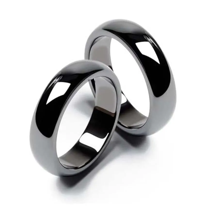 5pcs Natural Black Hematite Magnetic Stone Healing Ring 6mm Band Sizes 5 Through 12 Men Womens Ring Jewelry Girls Gifts