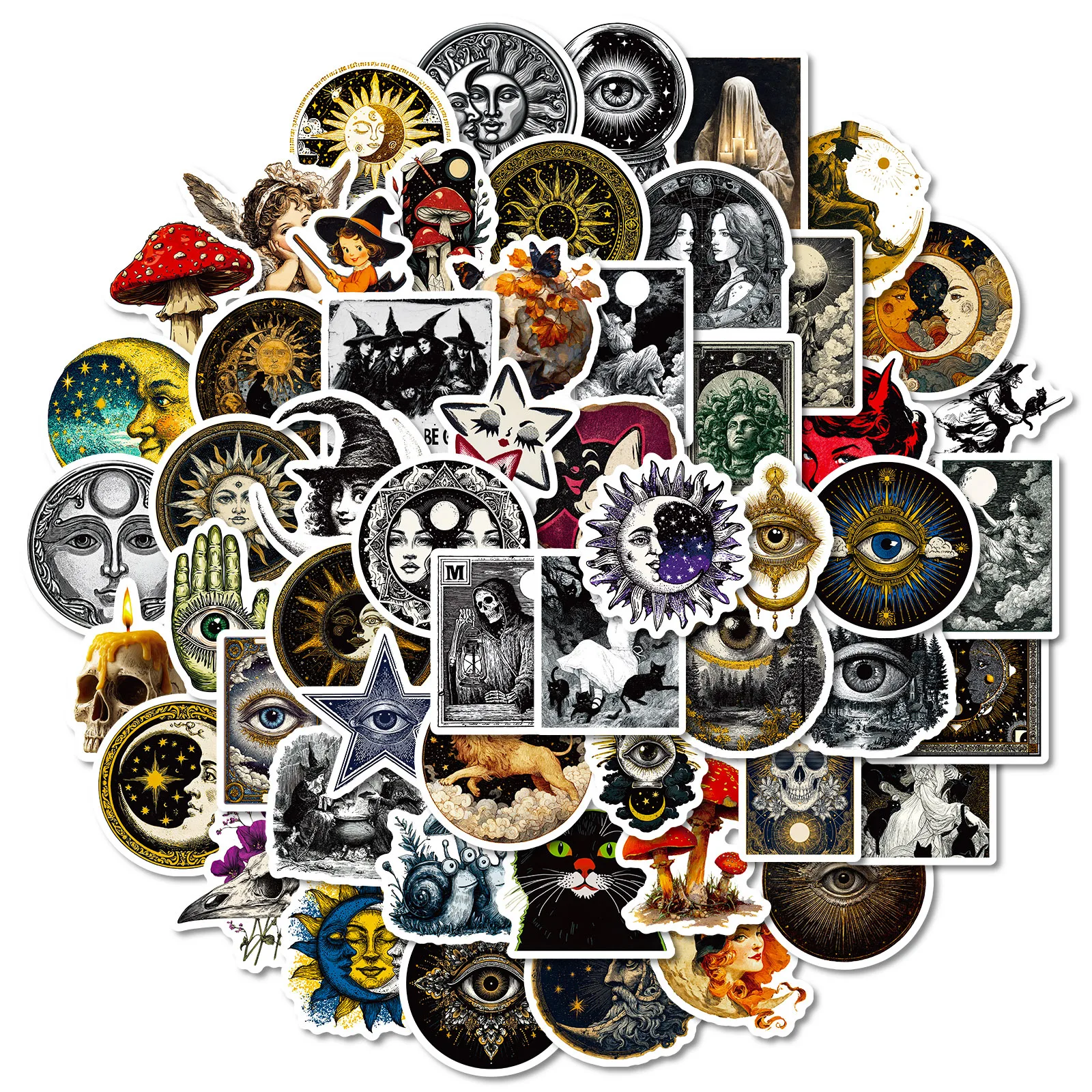 50 قطعة ملصقات القوطية الغامضة الساحرة القمر مخيف ملصقات صناعة يدوية سكيت دراجة نارية حقيبة ديكور الهاتف المحمول الشارات