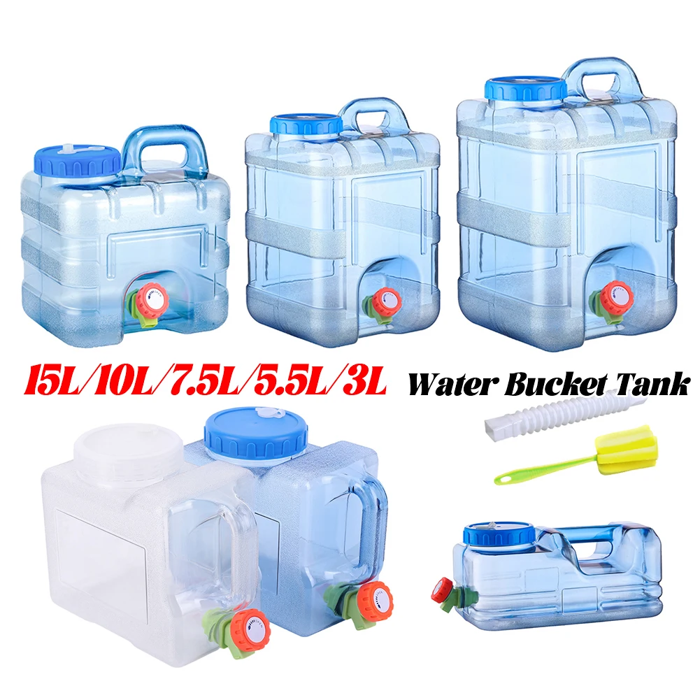 Image of 15–3 l tragbarer Wasserbehälter mit Zapfhahn, Wasserspeicherträger, Wasservorratsbehälter für Camping, Picknick, Wasserflasche im Freien