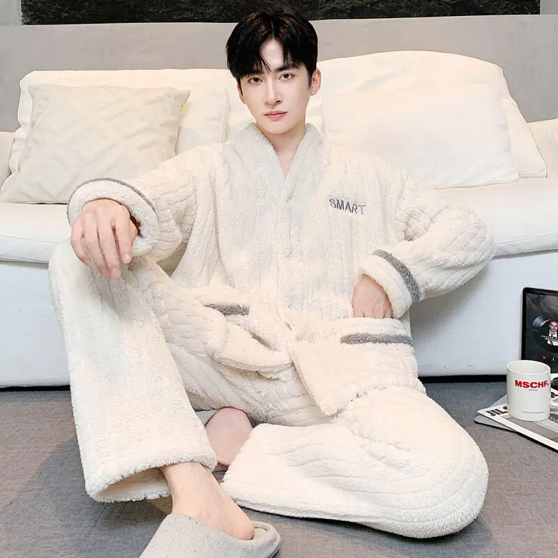 

Men's Clothing Pajamas Winter Clothing Autumn Youth Casual Wear Bath Clothes Flannel Fashion New Style Y2K Sportswear Homewear