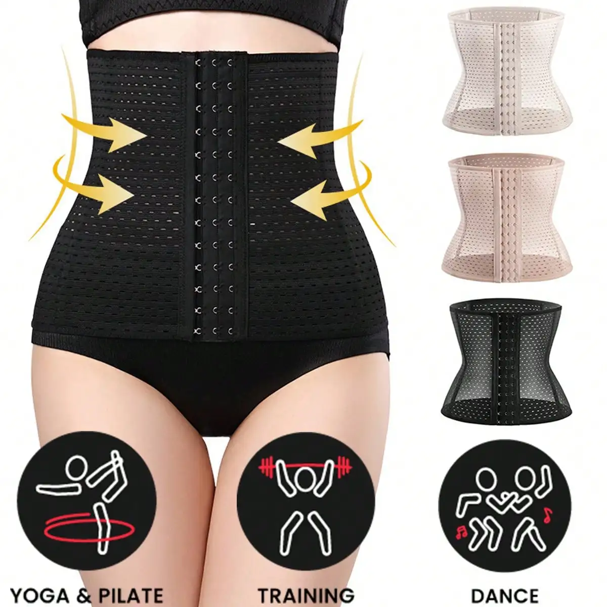 

Waist Trimmer Belt Adjustable Weight Loss Wrap Sweat Work Out Waist Trainer Gym Accessories Black Spring