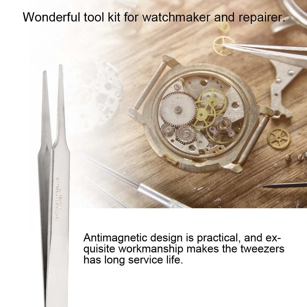 High Hardness Tweezers Stainless Steel Practical Watch & Jewelry Repairs Tool Kit Watch Repair Accessory Watch Repair Tweezers