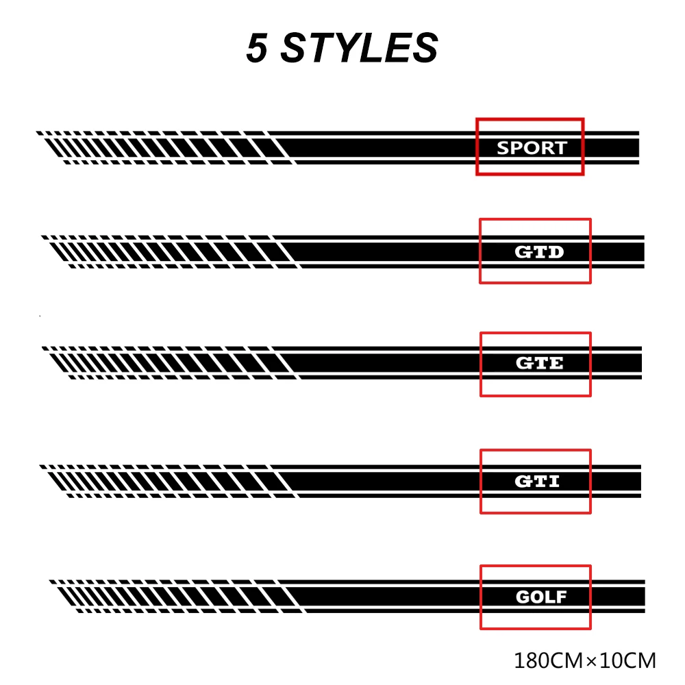 Saia lateral da porta do carro listras esporte adesivos para volkswagen vw golf 4 5 6 7 8 gti gtd gte mk7 mk5 mk4 mk3 acessórios de automóveis