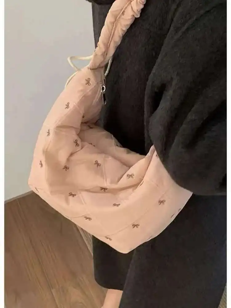 Inverno macio arco doce axilas sacos bolsas femininas casual bolsa de ombro y2k estética todos os jogos anime