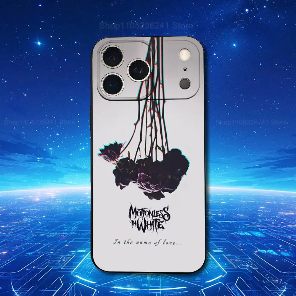 باند M-Motionless باللون الأبيض لهاتف iPhone 13,16,11,14,17,12,15,Plus,Pro Max,XS,X,XR,SE,Mini,8,7,Phone Case Soft Silicone Black