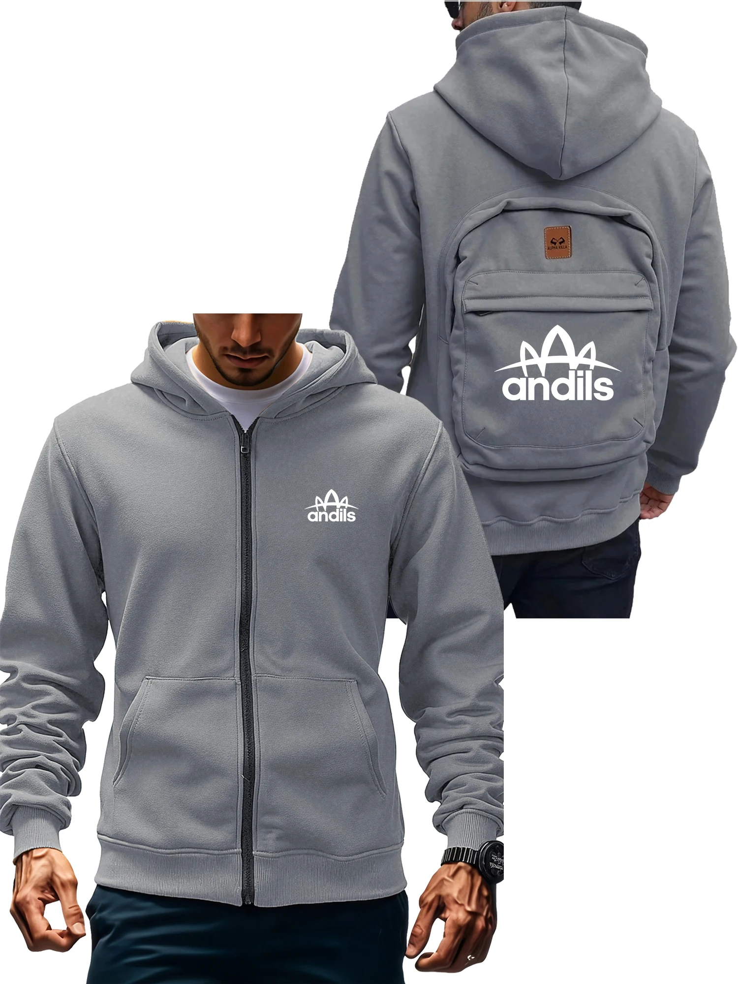 

"2025 Men's Autumn and Winter Casual hooded schoolbag Design Stylish Zipper Sweatshirt Casual Travel outdoor zipper sweatshirt.