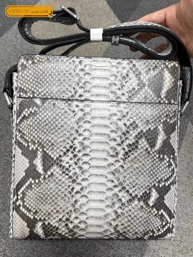 

Mens Real Snakeskin Bag High Quality Genuine Leather Handbag Zipper Casual Single Shoulder Crossbody Bag Designer Handmade Bags