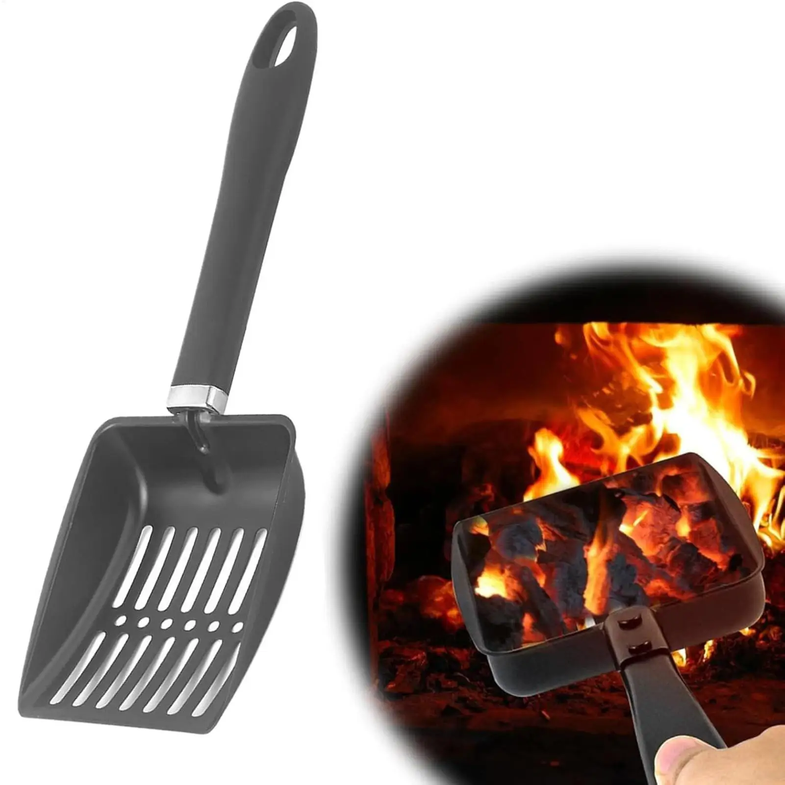Fireplace Ash Shovel Hollow Out Wood Stove Ash Sifter Iron Coal Shovel Fire Pit Tools For Fireplaces Outdoor BBQ Grills Tools