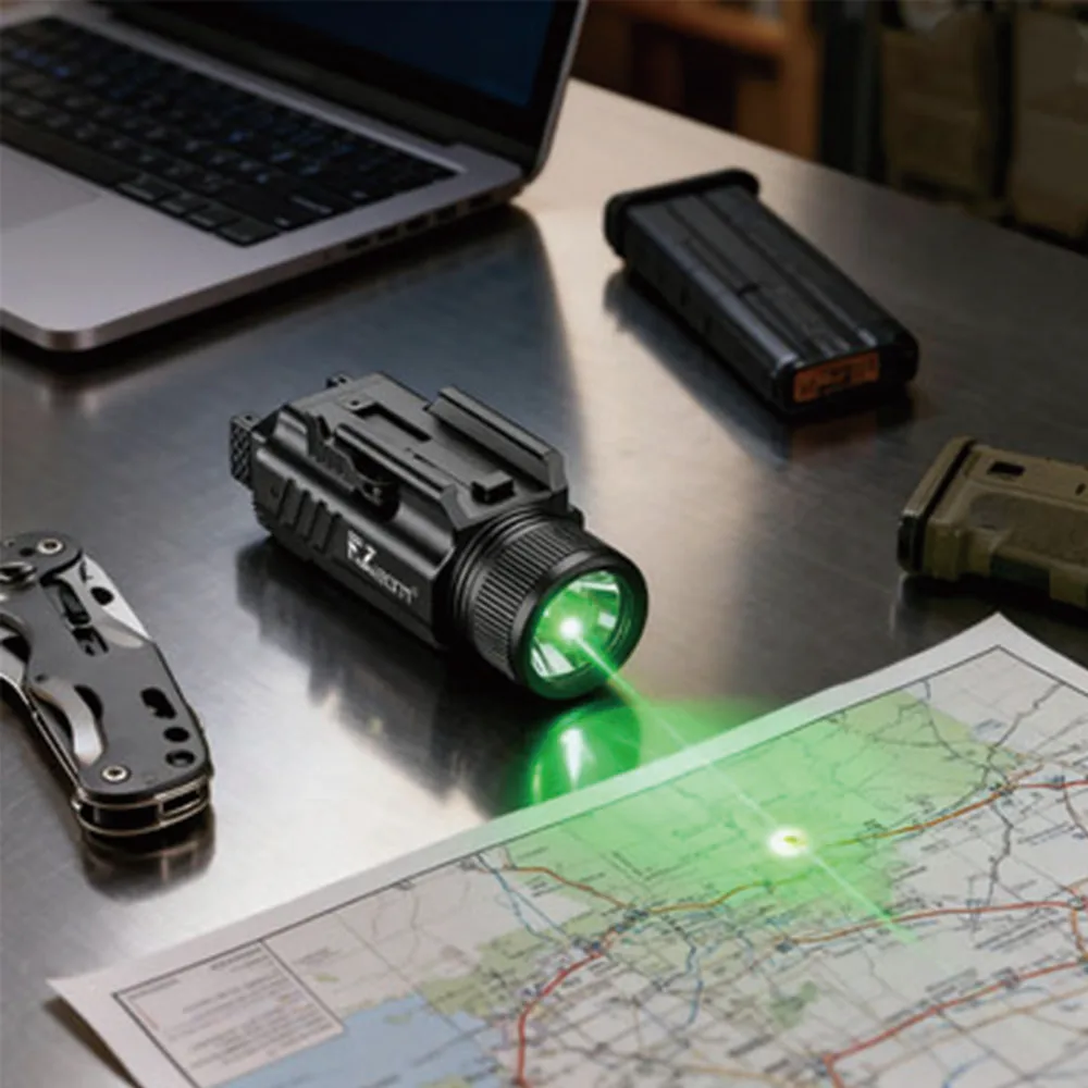 

2000 Lumen Pistol Light Laser Combo Magnetic Rechargeable Green Laser Adjustable Slide Rail Tactical Picatinny Flashlight Hunt