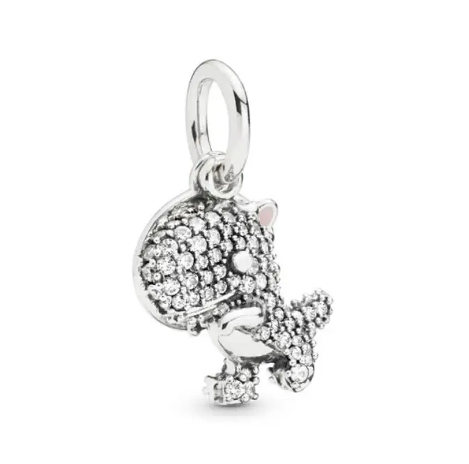 

Genuine 925 Sterling Silver Beads Pave Dinosaur Theme Pendant Charm Fit Pandora Women Bracelet & Necklace Diy Jewelry