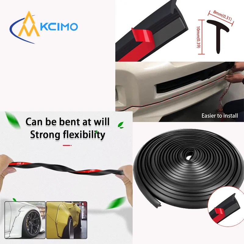 4M T-Shape Auto Rubber Seal Strip, Windshield Roof Gap Filler Protector Sticker, Self-Adhesive Noise Reduction Waterproof