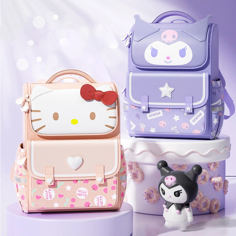 

Sanrio Schoolbag Kuromi Cinnamoroll Melody Kate Backpack Primary School Students Girls Children To Reduce Burden Bookbag 2024new