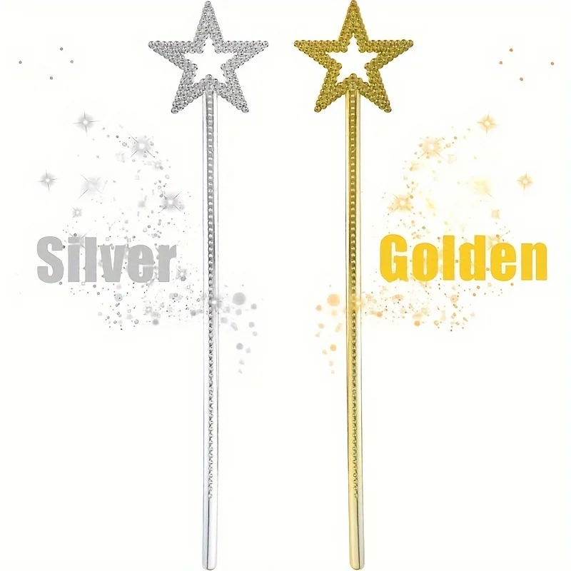 1 peça varinha de fada de princesa, varinha mágica prateada de estrela, varinha Glinda, varinha de anjo brilhante para meninas e adultos, fantasia, festa de aniversário