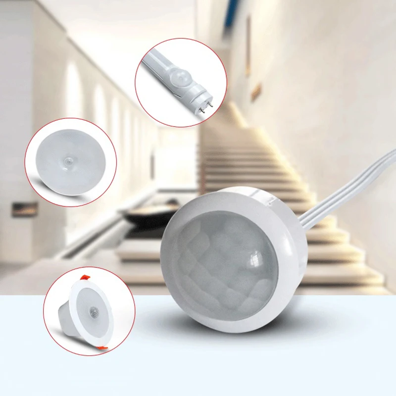 4-12V 1MA Automatic Sensor Light Switch LED PIR Infrared Motion Sensor Detection LED Sensitive Night Light Indoor Outdoor 4-7M