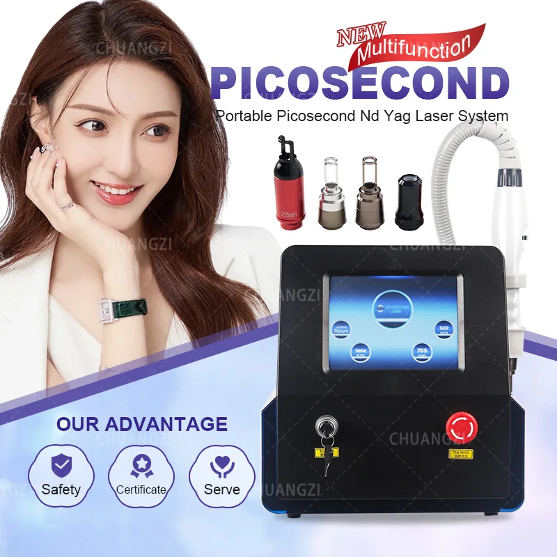 

Hotest Selling Portable Q Switch pico Device 1064nm 532nm 1320nm Nd Yag Laser Tattoo Removal Picosecond Machine